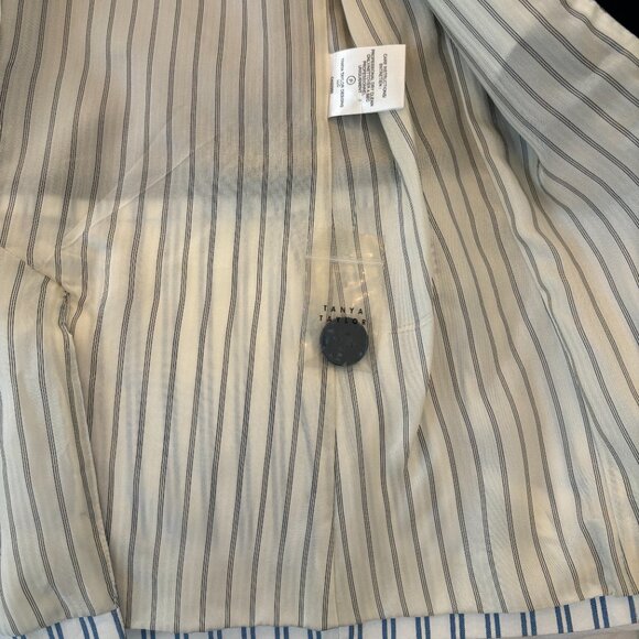 Tanya Taylor NWOT Navy Blazer with colorblocking white with blue stripes - Picture 2 of 6